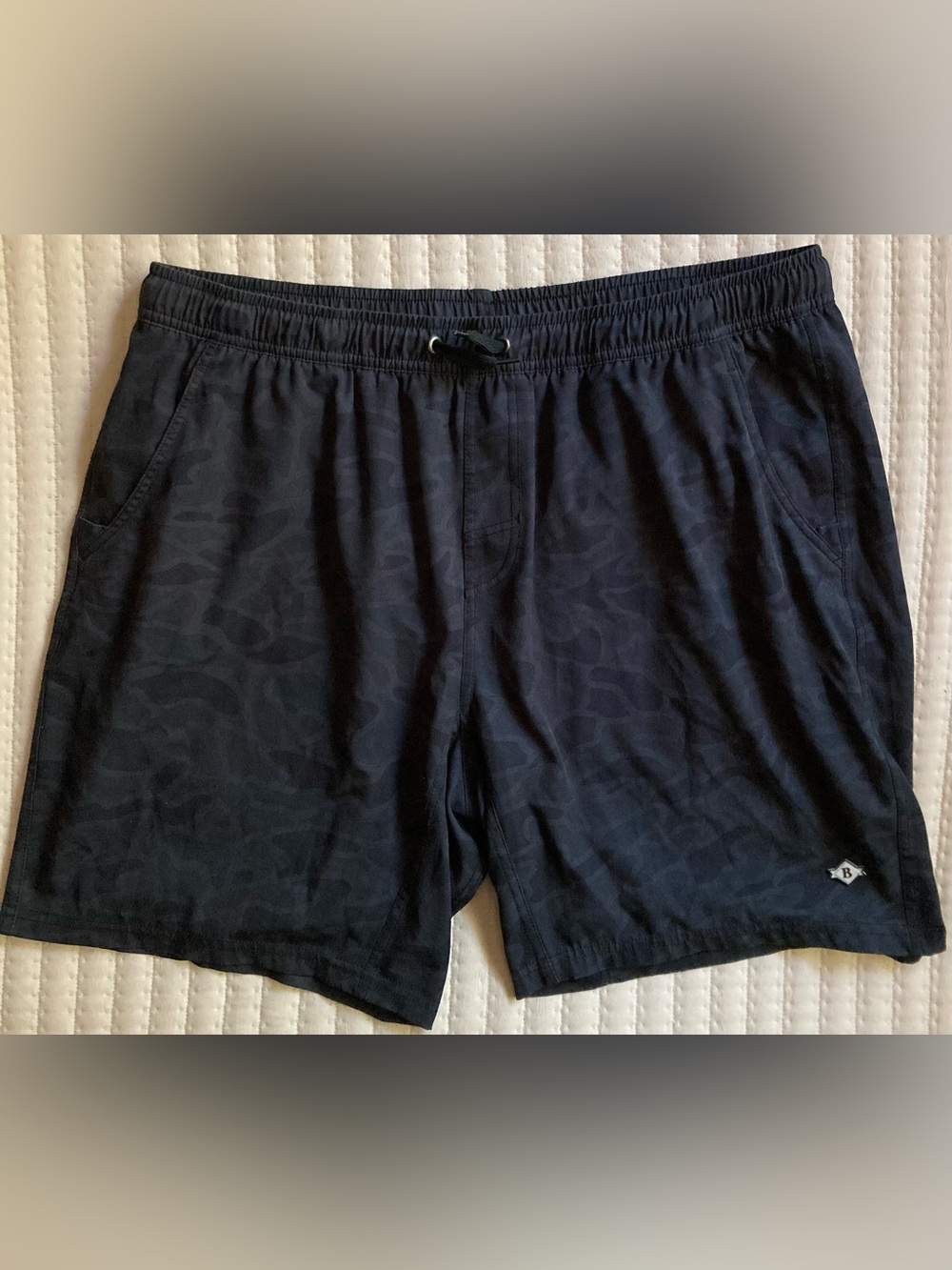 Burlebo Black Camo Athletic Shorts Men’s XL 7” Lined Gym Running Yoga Lifting
